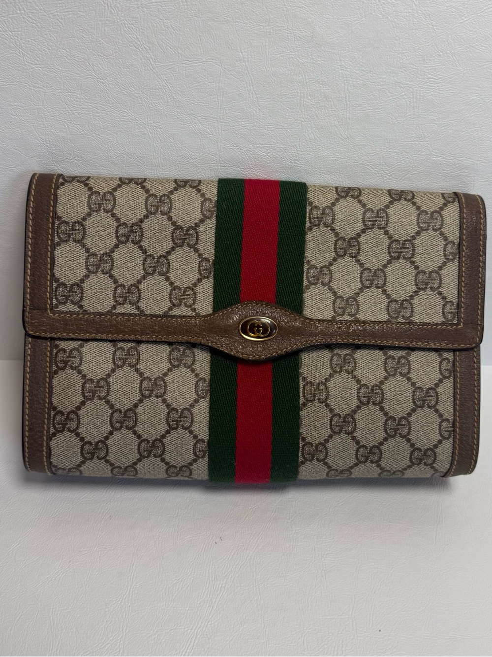 Gucci Web GG Supreme Canvas Pouch Clutch